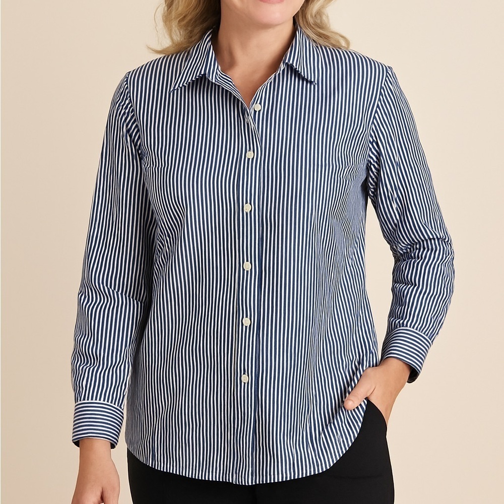 CHRISTOPHER & BANKS Classic Blue Striped Women’s Shirt